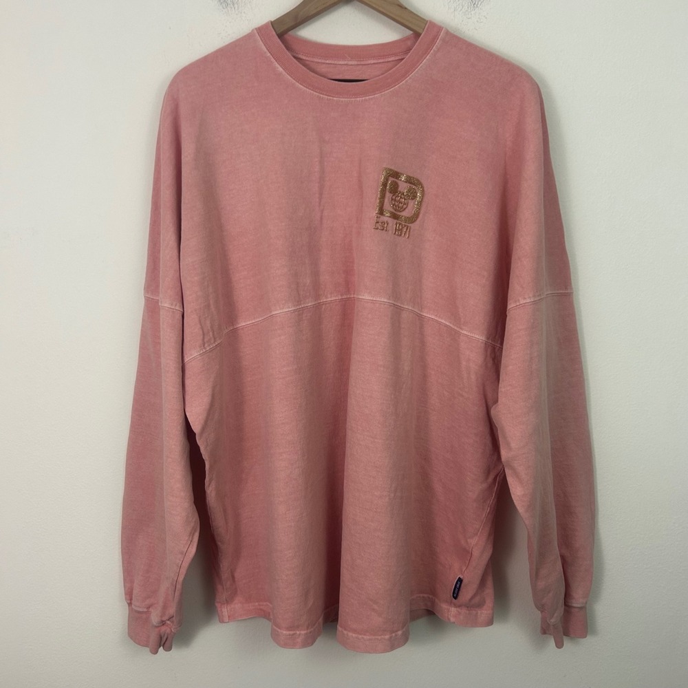 Disney Spirit Jersey Womens XL Pink Rose Gold Glitter Walt Disney World Est 1971